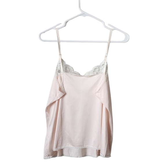 VINTAGE baby pink lace trim silky‎ slip top size XL - Picture 2 of 5